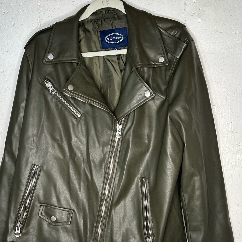 Green faux leather jacket